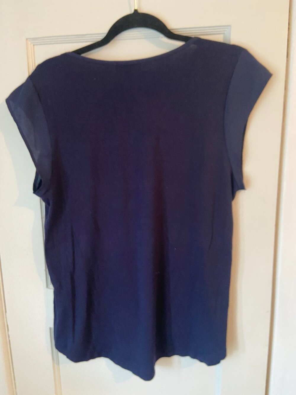 Calvin Klein‎ Womens Navy Blue Cap Sleeve Pocket High-Low Hem Top Size L - Picture 5 of 11